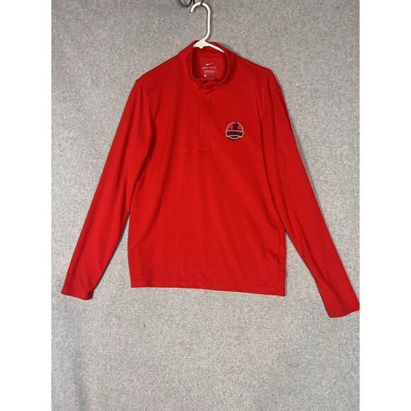 Nike Pullover Mens M Red 1/4 Zip Workout Gym Casual Shirt Dri Fit Kitchen aid - Picture 1 of 8
